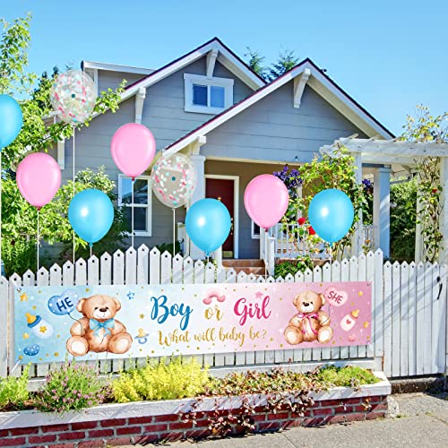 Charnoel LI-55 39 Pieces Gender Reveal Banner And Balloon Set Gender Reveal Party Decorations Boy Or Girl Yard Sign Banner thumb #5