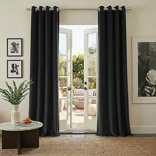 NICETOWN Black Onyx Blackout Velvet Curtains 96 inch Length 2 Panels, Warm and Luxury Thermal Insulated Window Treatments, Soft Room Darkening Drapes for Living Room Bedroom, W52 x L96