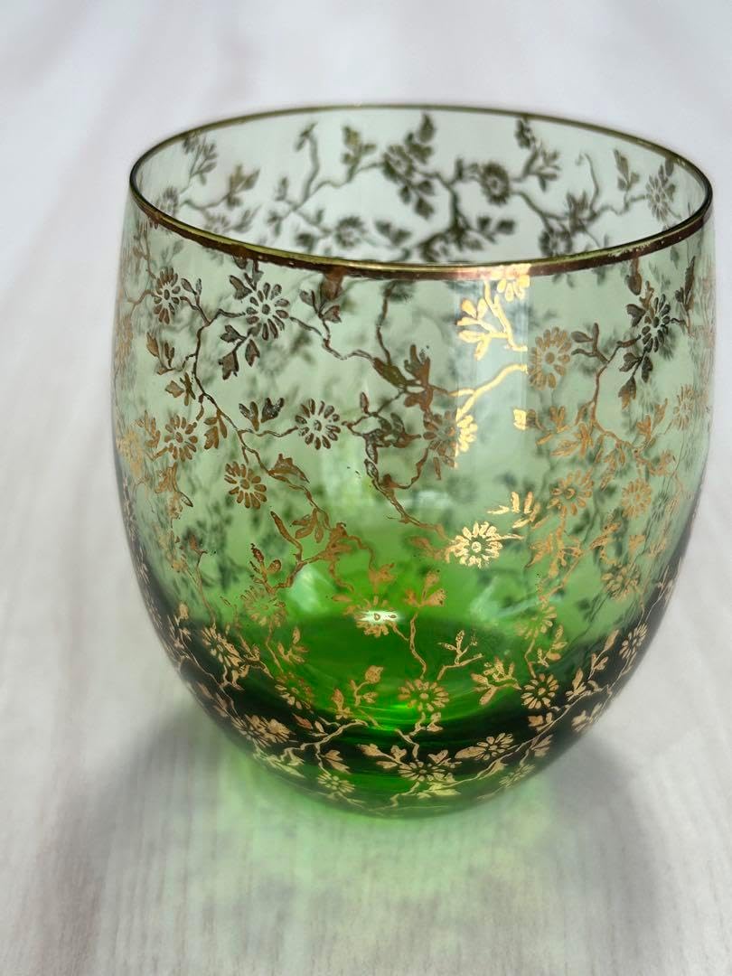 ベネチアングラス １個 グラス コップ グリーン 24金