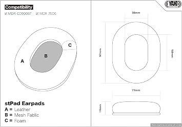 YAXI stPad Earpads for Sony MDR7506 (1pair LR(Blue&Red) +1pair Black)