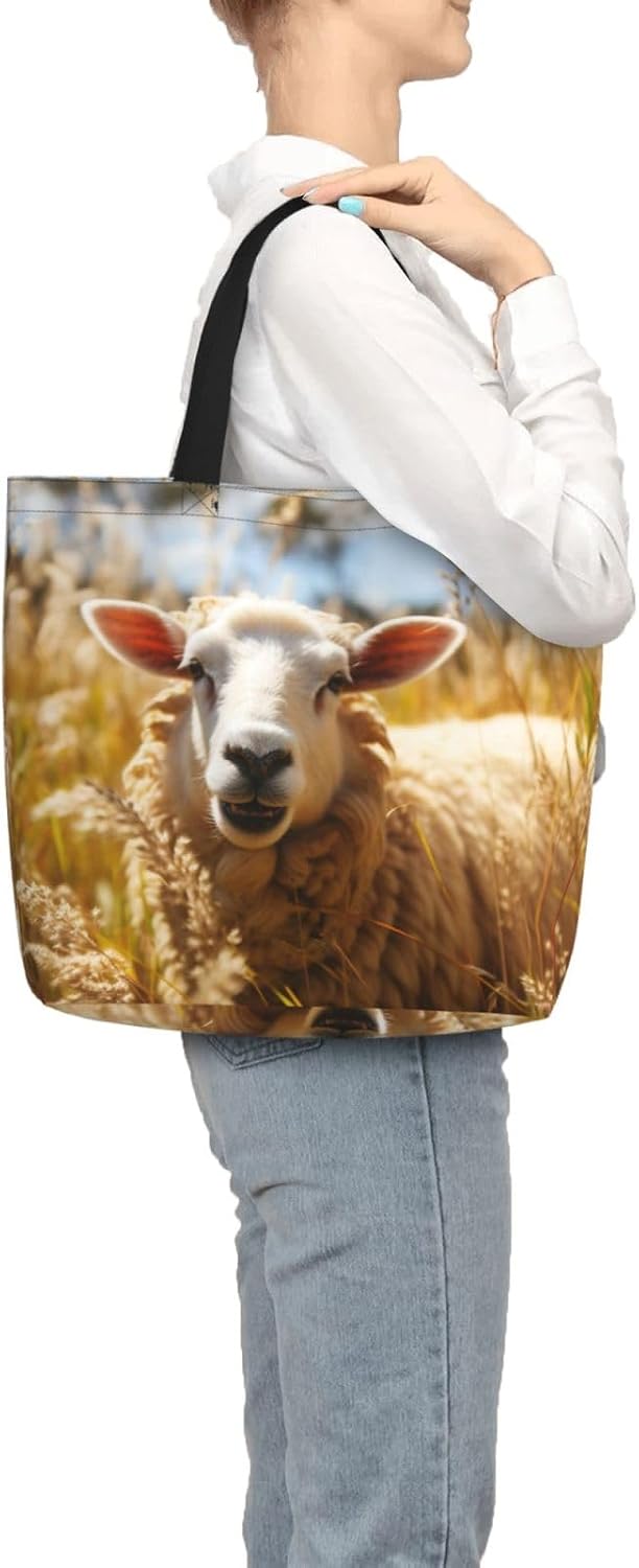 Farm Animal Print Eco-Friendly Tote Lightweight Grocery Bag Daily Commuting Travel Beach Gym Use