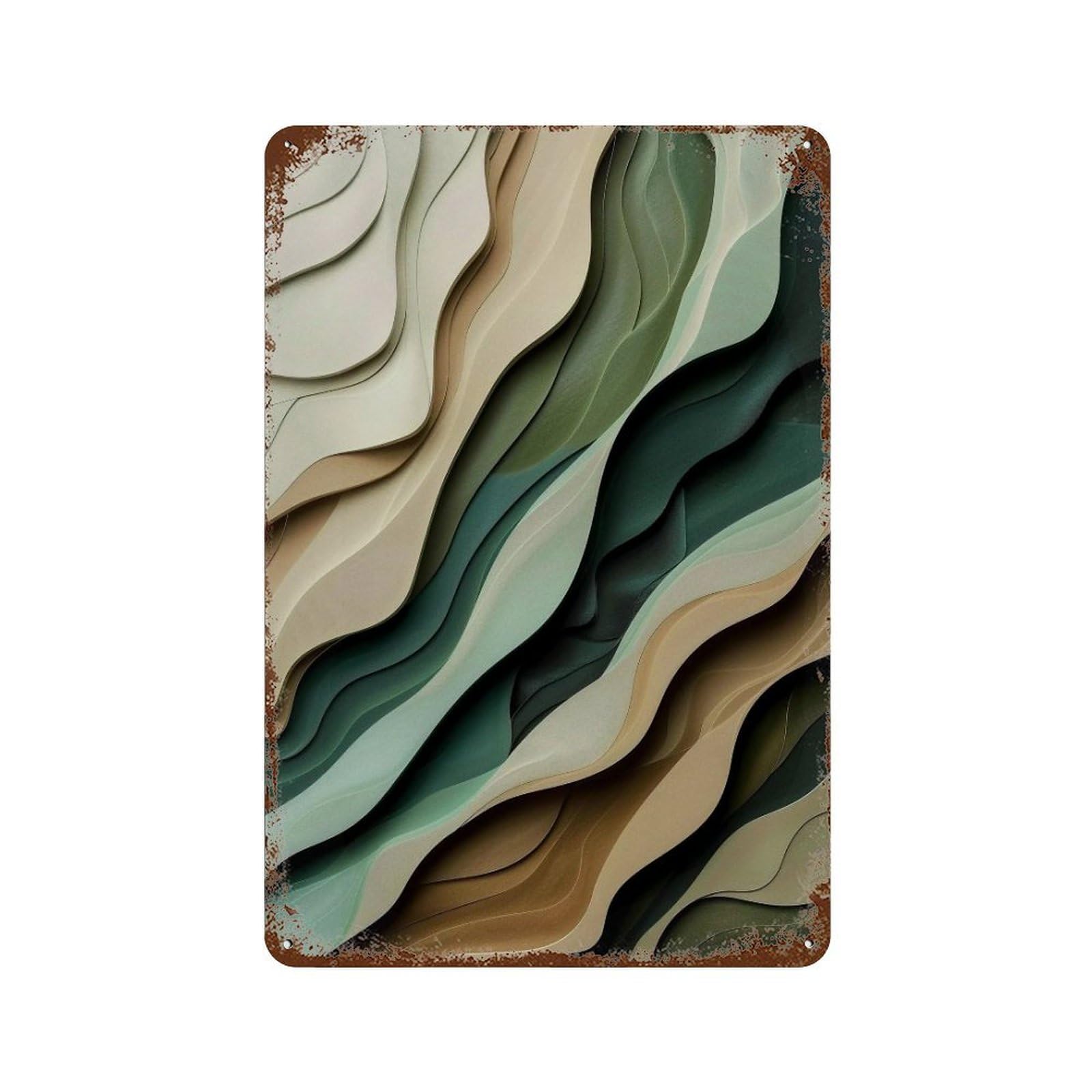 WIHYRTUI Earth Tone Curved Timber Texture 03 Wall Retro Iron Metal Tin Sign Vintage Art Poster Modern Home Cofffee Club Art Bar Shop Decor Style 30x20cm