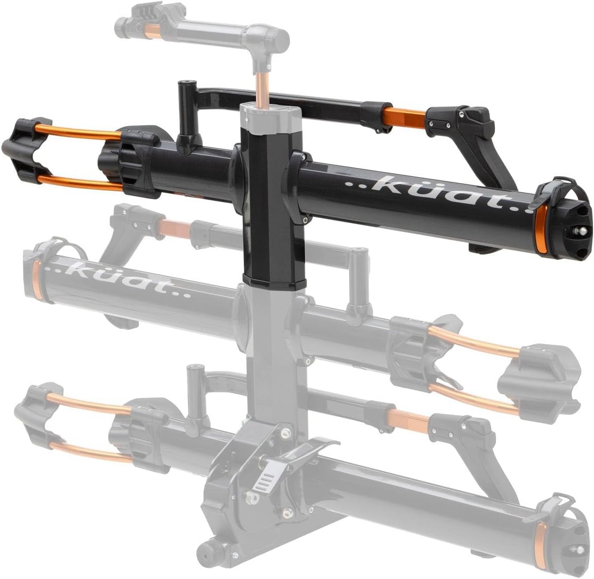 KUAT NV Add-On 2.0-2" - +1 -Bike Rack | Increases The 2" NV 2.0 to a 3-Bike Hitch Rack | Rugged All-Metal Construction | E-Bike Compatible | Gray Metallic and Orange Anodize (NA21G)