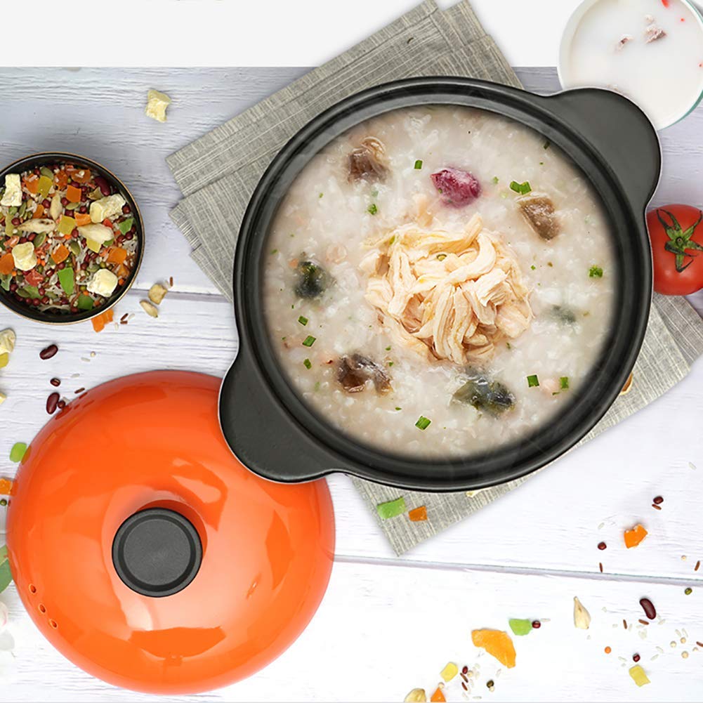 Pentola Multifunzione Antiaderente, casseruola a Cottura lenta Smaltata, casseruola in Ceramica, pentola in Terracotta Resistente al Calore con Coperchio Bibimbap E 3l