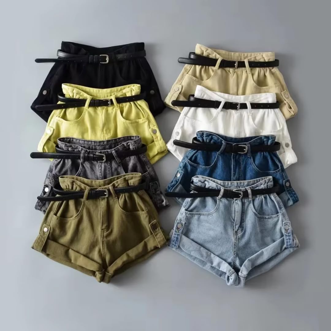 Short Jogging Femme Short en Denim À Taille Froncée pour Femme