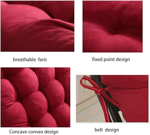 Miniatura 5 de Cojín para tumbona de patio de 67 pulgadas, cojín para sofá mecedora para interiores y exteriores, con lazos y cubierta superior, cojín