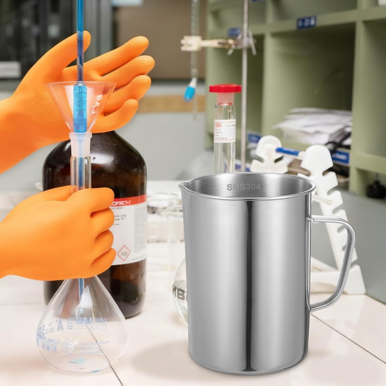 TOPBATHY 2 Pièces Bécher De Laboratoire Gobelet Conteneurs De Concentré Béchers Verre Doseur Expresso Tasses à Expresso Pichet Verseur Outil Expresso Fumant Métal Sanshui Acier Inoxydable