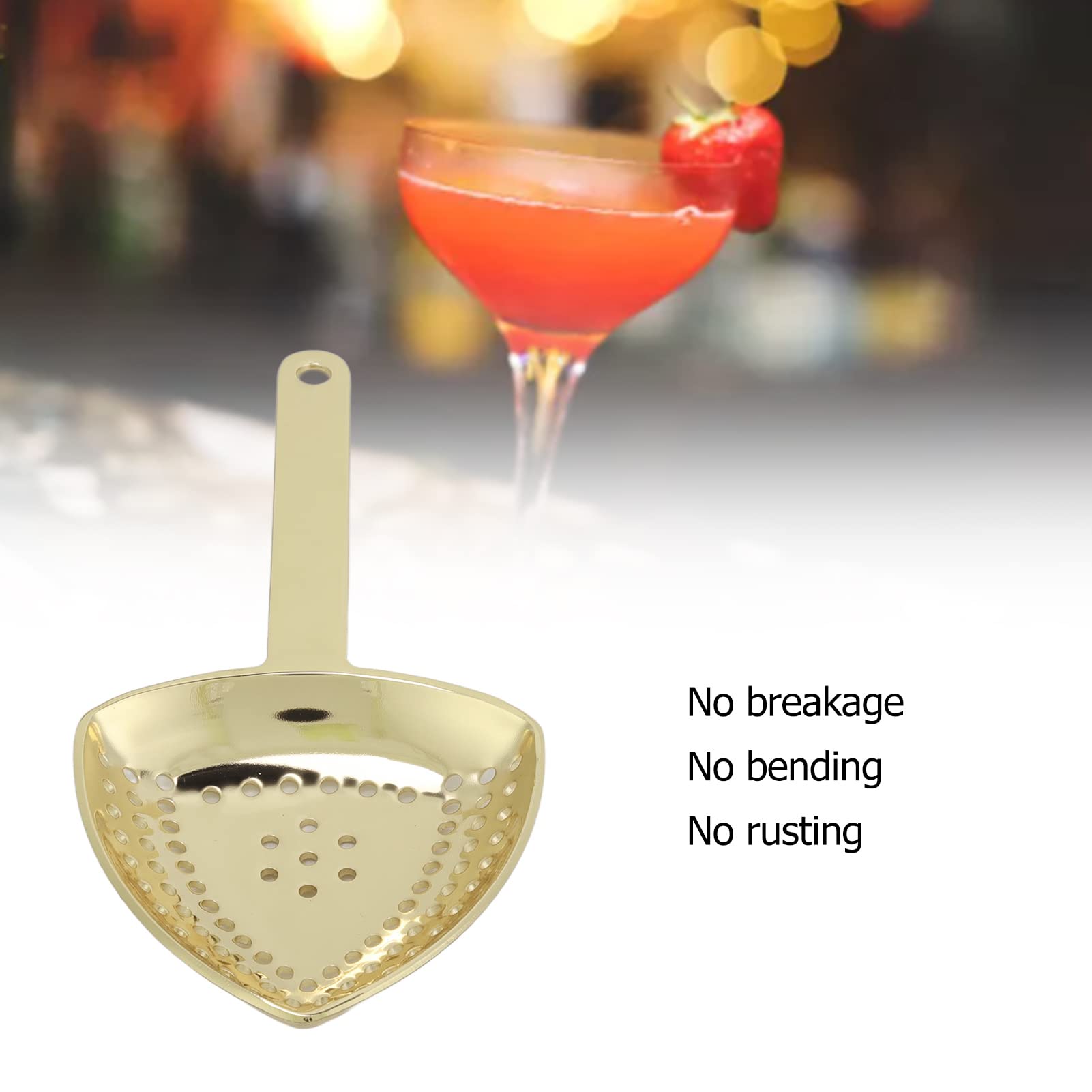 QANYEGN Triangular Cocktail Strainer, Fine Filtration Design, Stainless Steel Material Ice Strainer for Home and Professional s.(ld Plated)