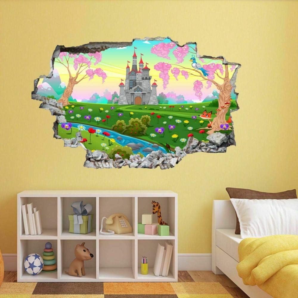 Wandaufkleber Prinzessinnenschloss – Aquarell-Märchen Design, Abziehbar, Für Kinderzimmer & Mädchenzimmer