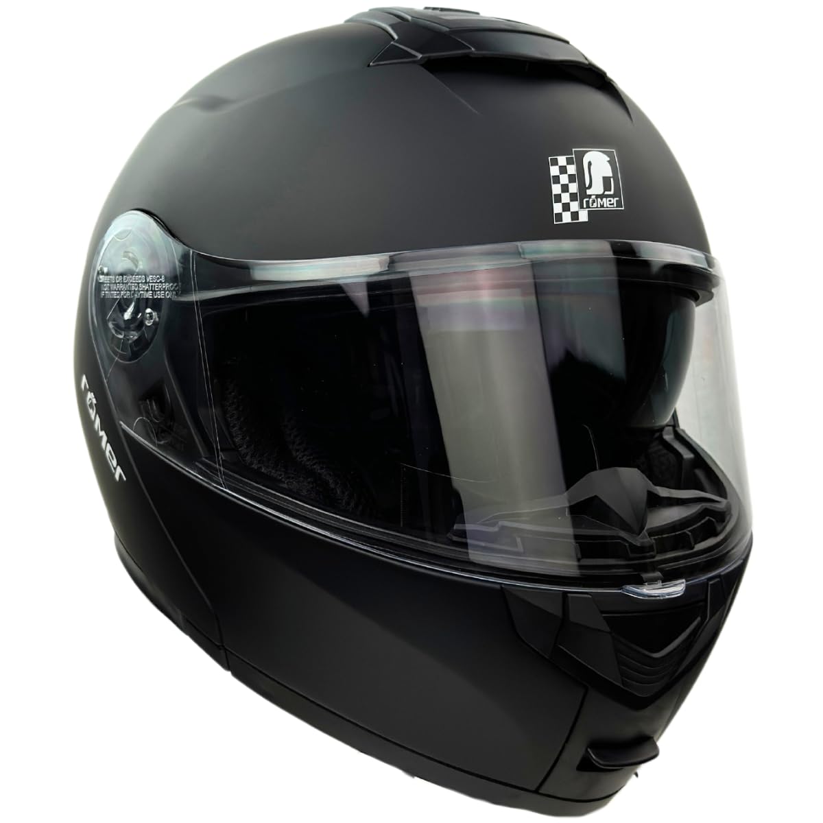 Römer Kask szczękowy do motocykla RR20770 z wizjerem przeciwsłonecznym, kask z podwójnym wizjerem, matowy czarny