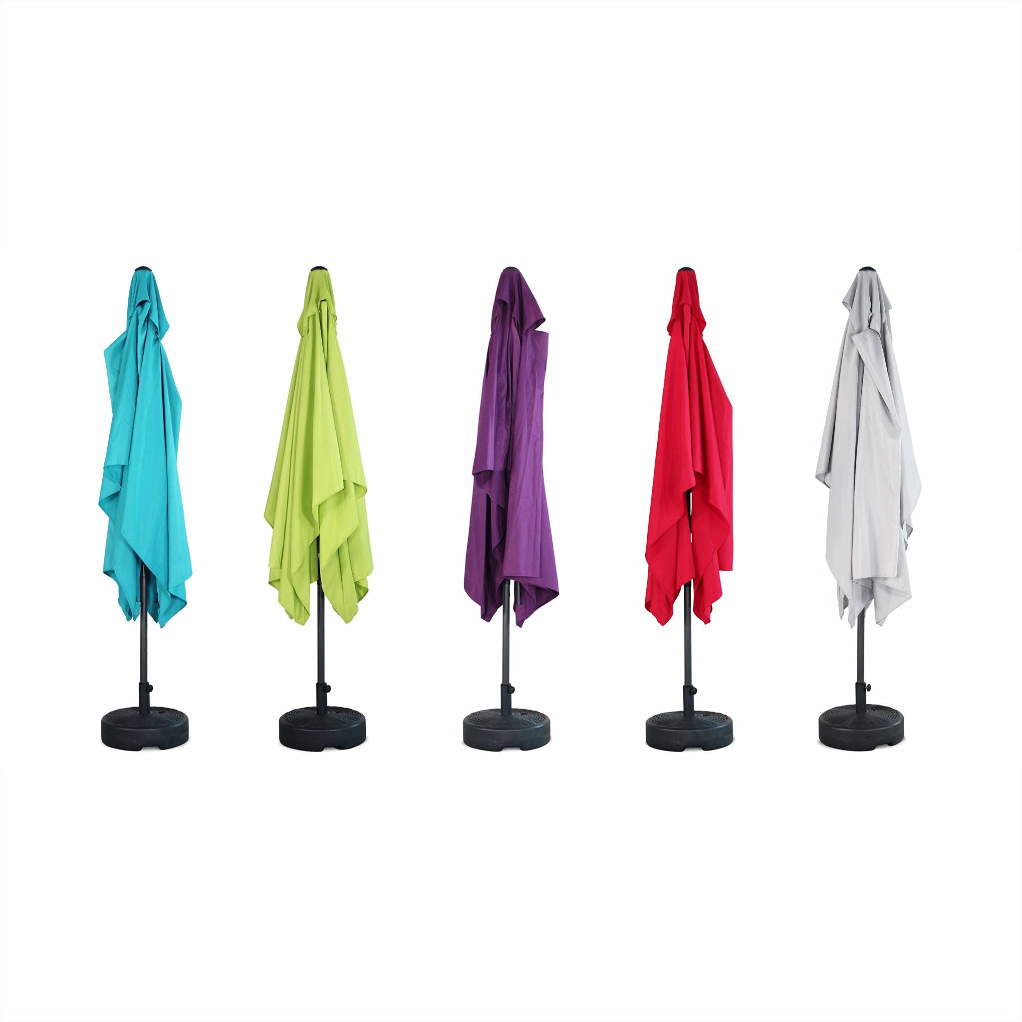 Alice's Garden - Parasol droit rectangulaire 2x3m - Touquet Prune - mât central en aluminium orientable et manivelle d'ouverture