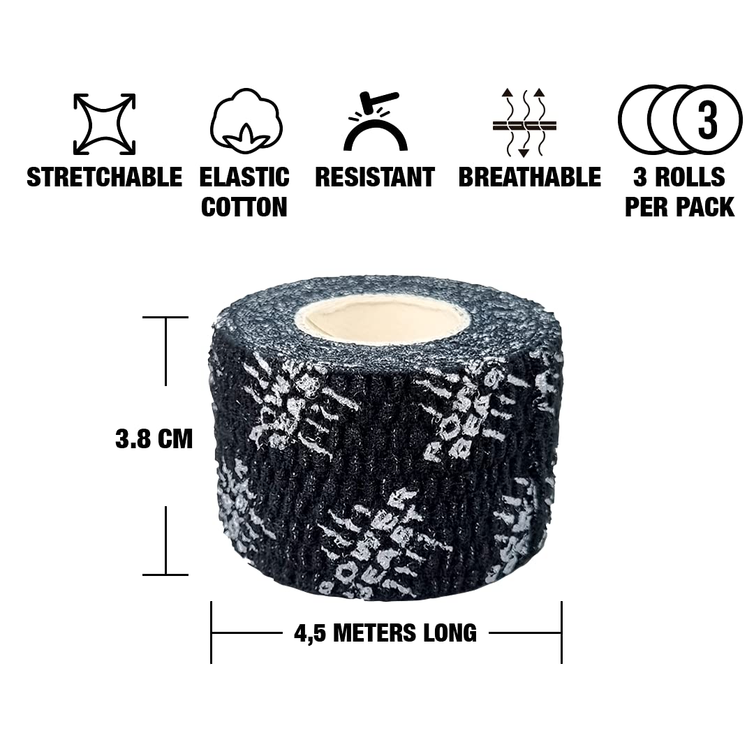 3X Sport Tape Crossfit, Strap Doigt, 3 Rouleaux Cohesive Tape Elastique, Hook Grip Tape Coton résistant à la Transpiration, Respirant, Haltérophilie, Crossfit, Callisthénie.