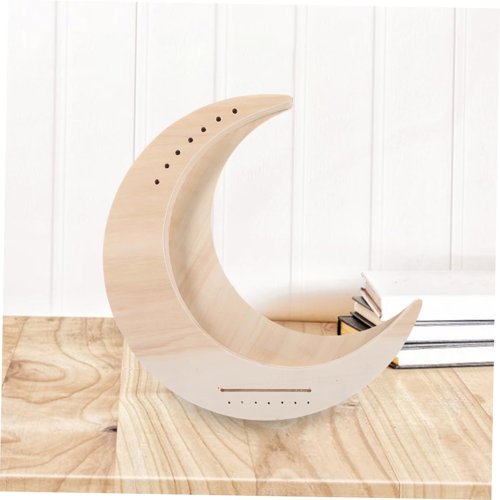 BESPORTBLE 7 String Wood Lyre Harp String Portable Moon Shape Instrument for Beginners Easy to Play String Harp Unfinished Surface for Sweet Sound