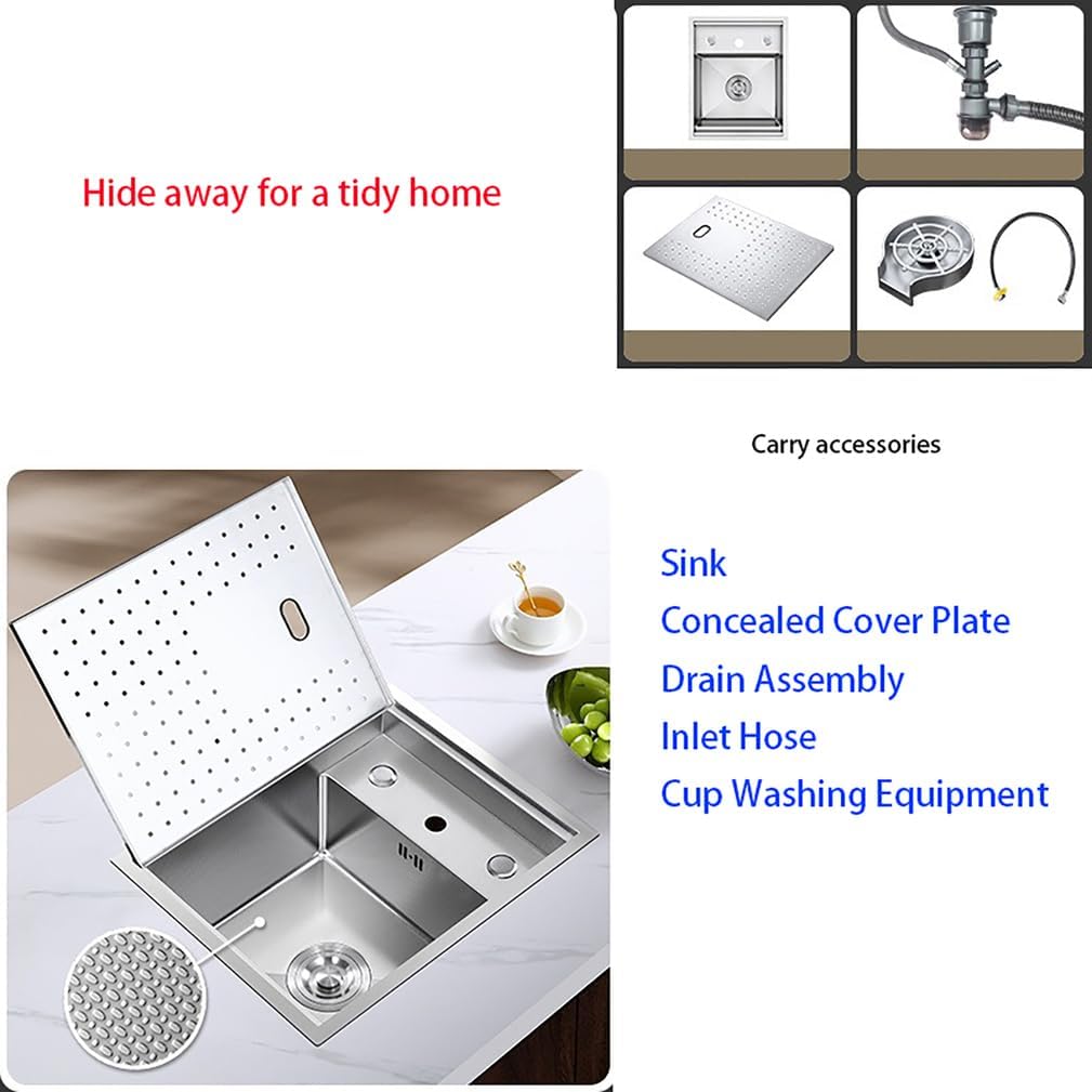 Undermount Bathroom Sink with Drainage Kit and Cover Plate Commercial Stainless Steel Sinks Small Cloakroom Basin Rectangle Wash Basin for Restaurant Bar RV Laundry,Silver,L22*H9*W15