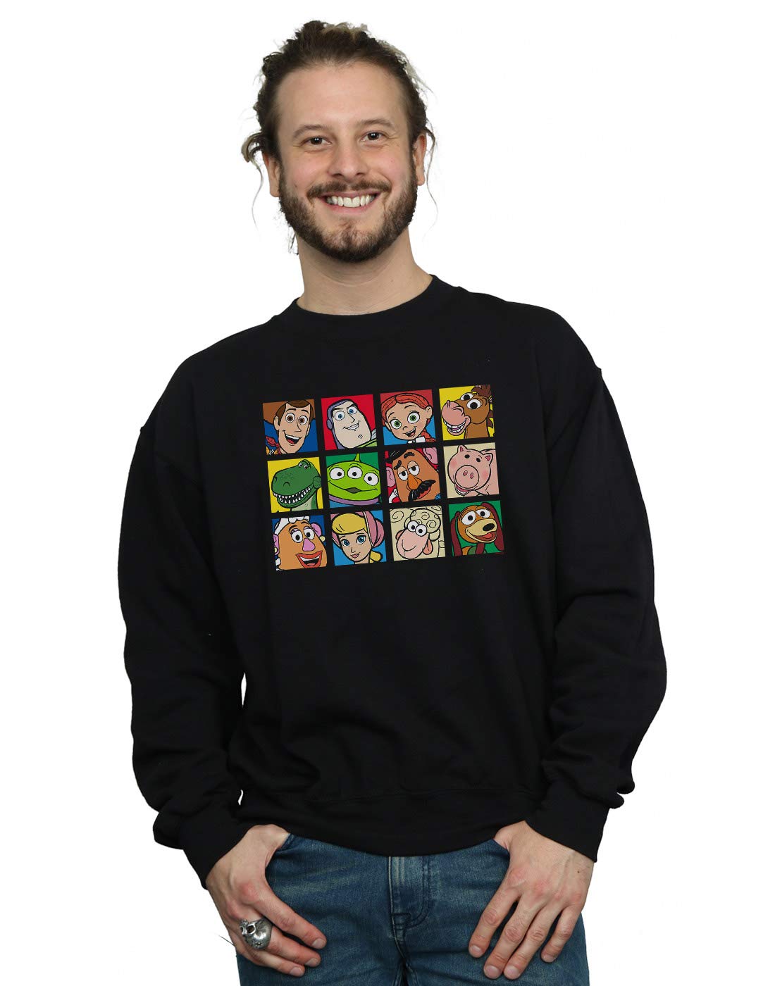 Disney Men's Toy Story Character Squares Sweatshirt Black Large