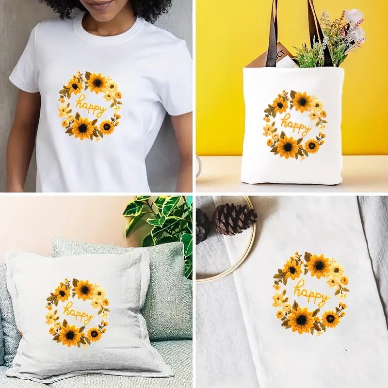 Image of Zhenqing Cross Stitch Kit for Beginners, Flower Pattern and Butterfly Design, Stamped Embroidery Set (Flower Bee)