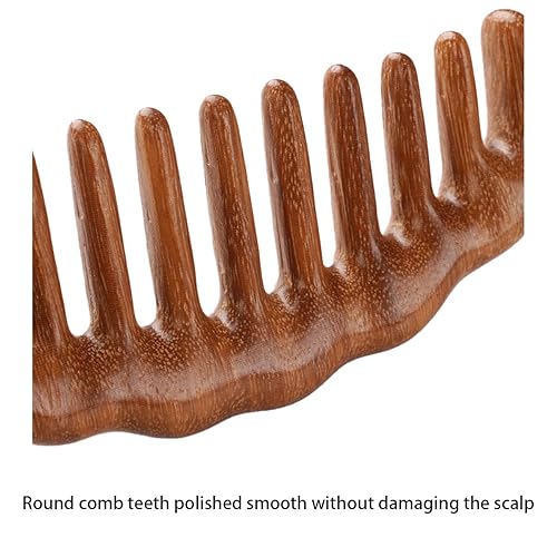 Miniatura 5 de Peine de madera para el cabello, peine rizador, peines de masaje de dientes anchos, marrón, 1 paquete (talla A1)