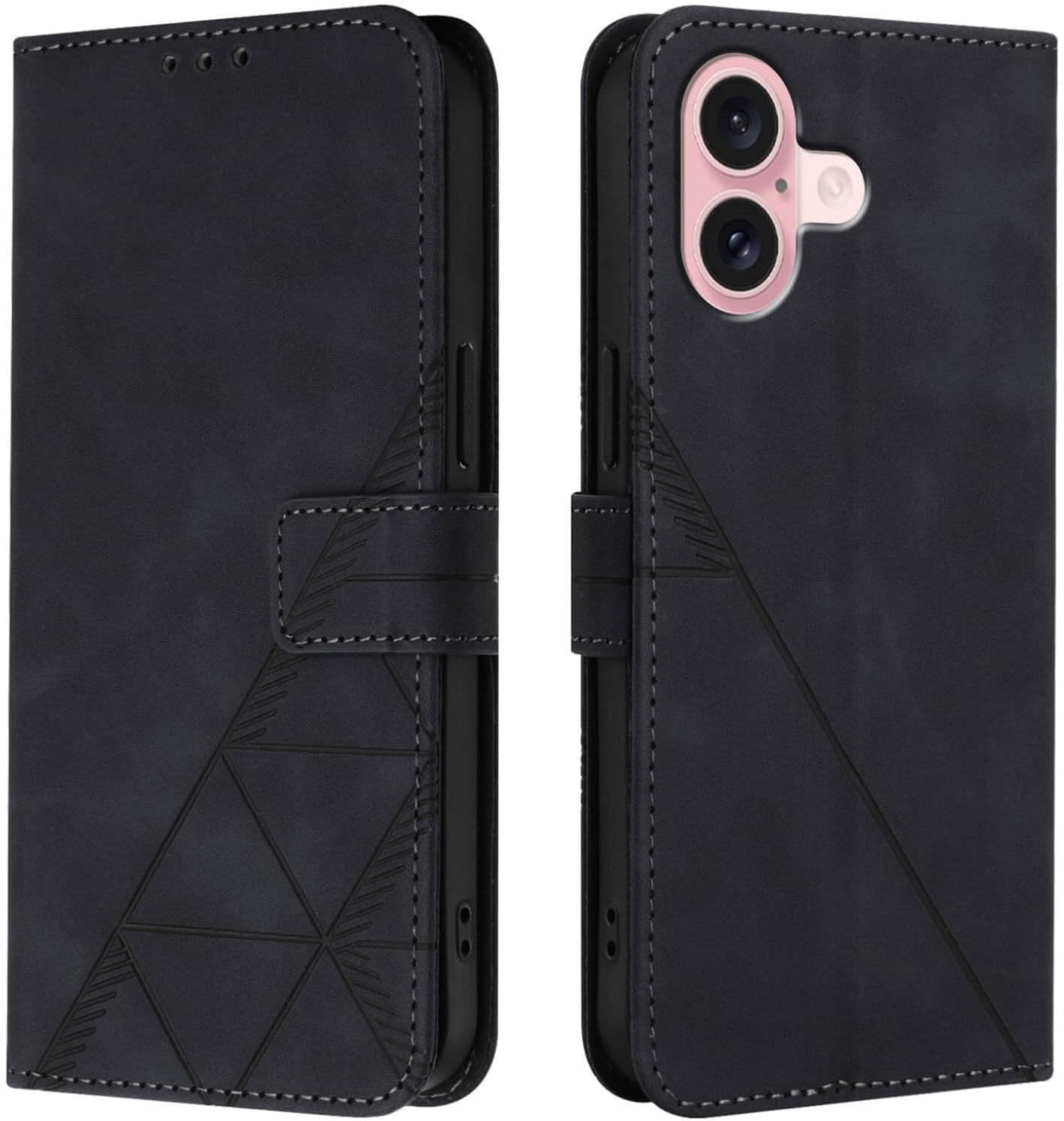 for iPhone 16 Wallet Case,Card Holder Slots Wrist Strap TPU Interior Protective,Stand PU Leather Folio Flip Cases Cover for iPhone 16 (2024) (Black) - Image 6