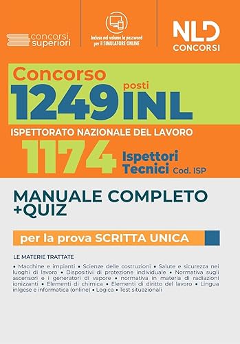 Concorso 1249 INL posti all'Ispettorato Nazionale del Lavoro. Manuale completo per la prova scritta