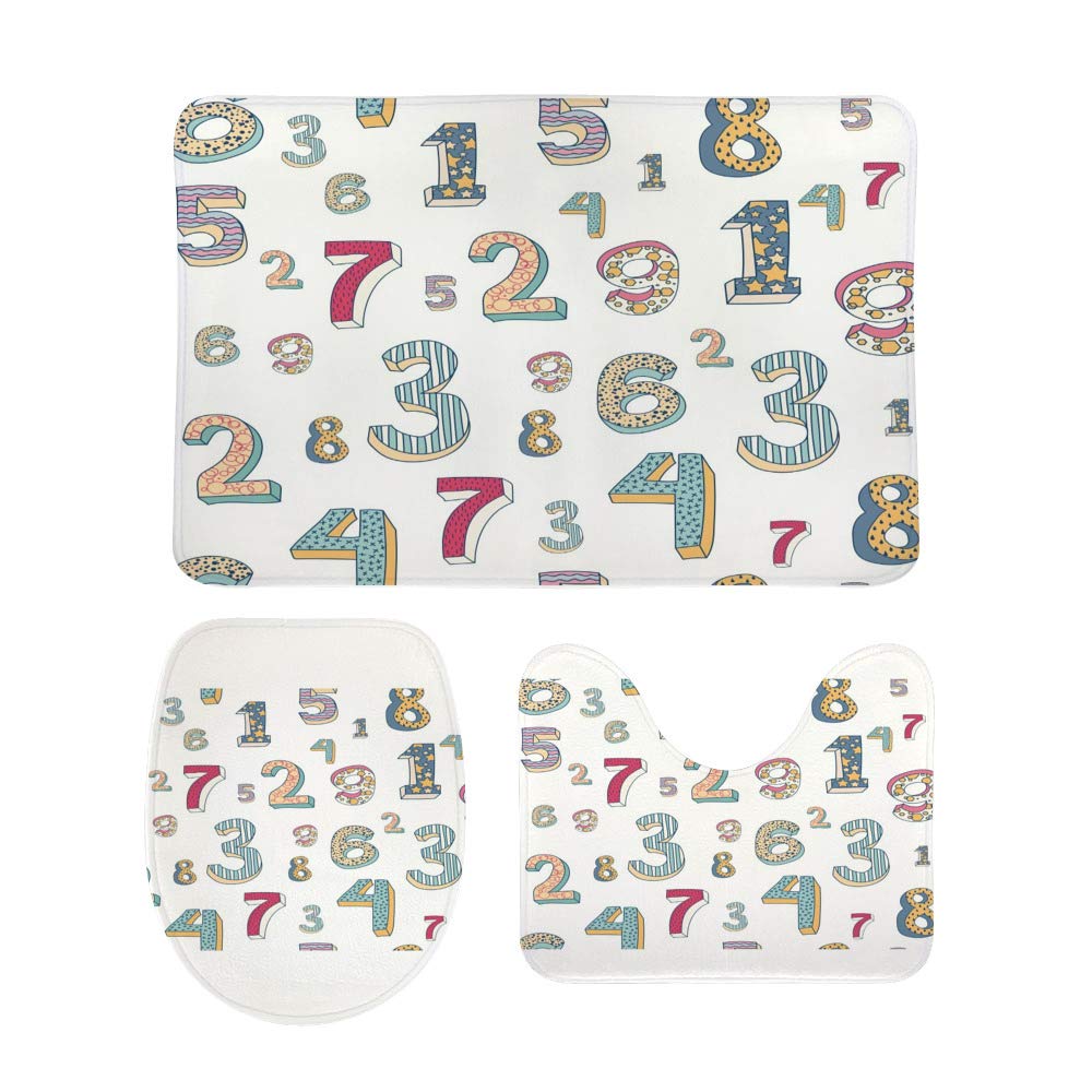 Tapis de salle de bain antidérapant et lavable lot de 3 pièces colorées WC