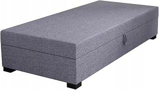 Boxspringbett Iwo 80x195x38 cm mit Schaumstoff Matratze, Bett mit Matratze, Polsterbett mit Bettkasten, Gepolstertes Einzel Bett, Schlafsofa - Grau