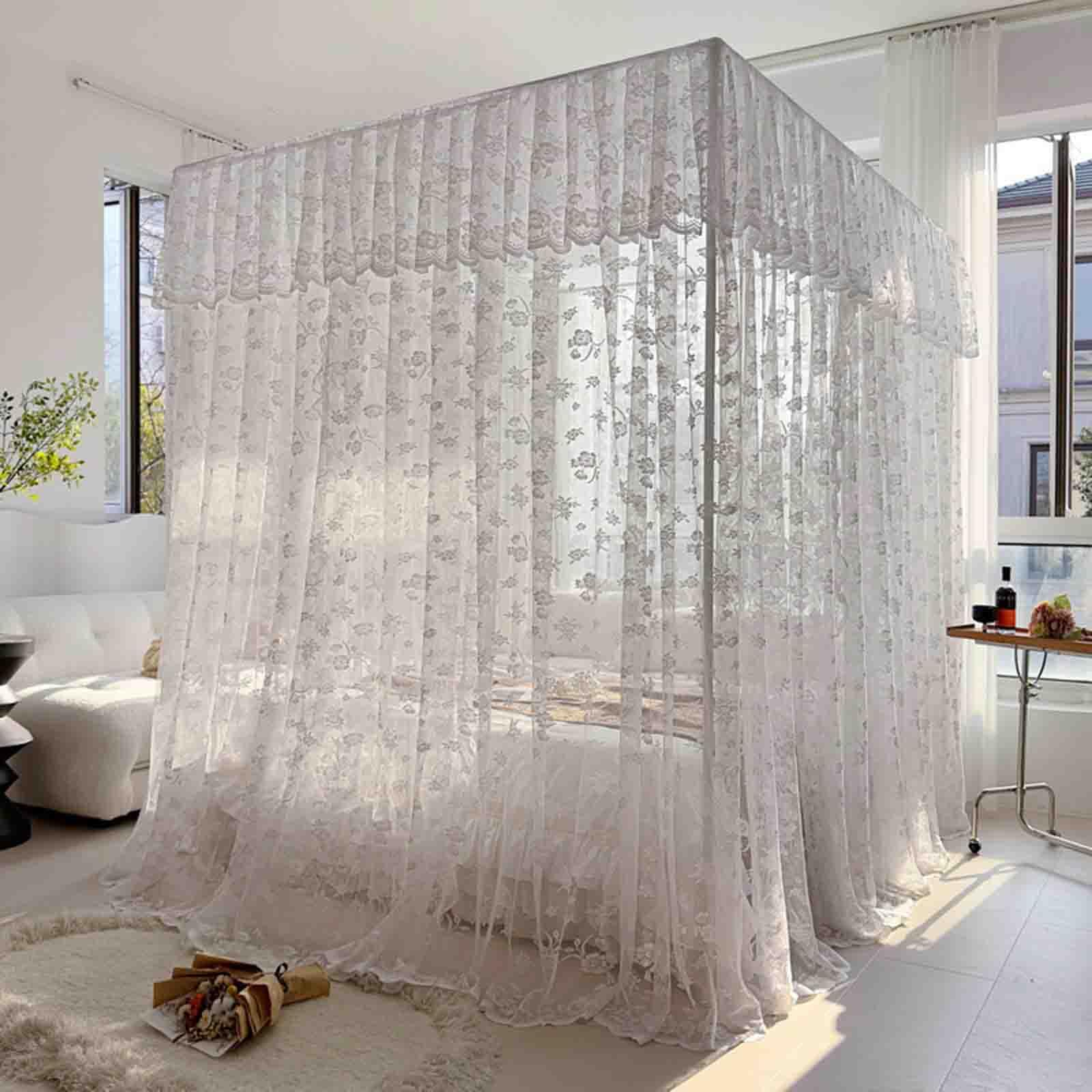 Moustiquaire de voyage pour lit double pliable avec maille dense et armature blanche