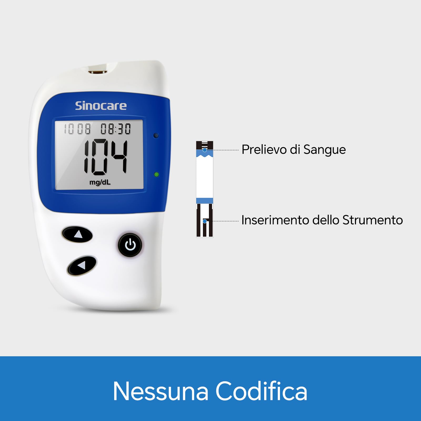 Sinocare Misuratore Glicemia Glucometro, 50 Strisce Reattive e 50 Lancette Facile da Maneggiare, Adatto per il Diabete di Tipo 1&2 e Diabete Gestazionale, Monitoraggio Quotidiano della Glicemia