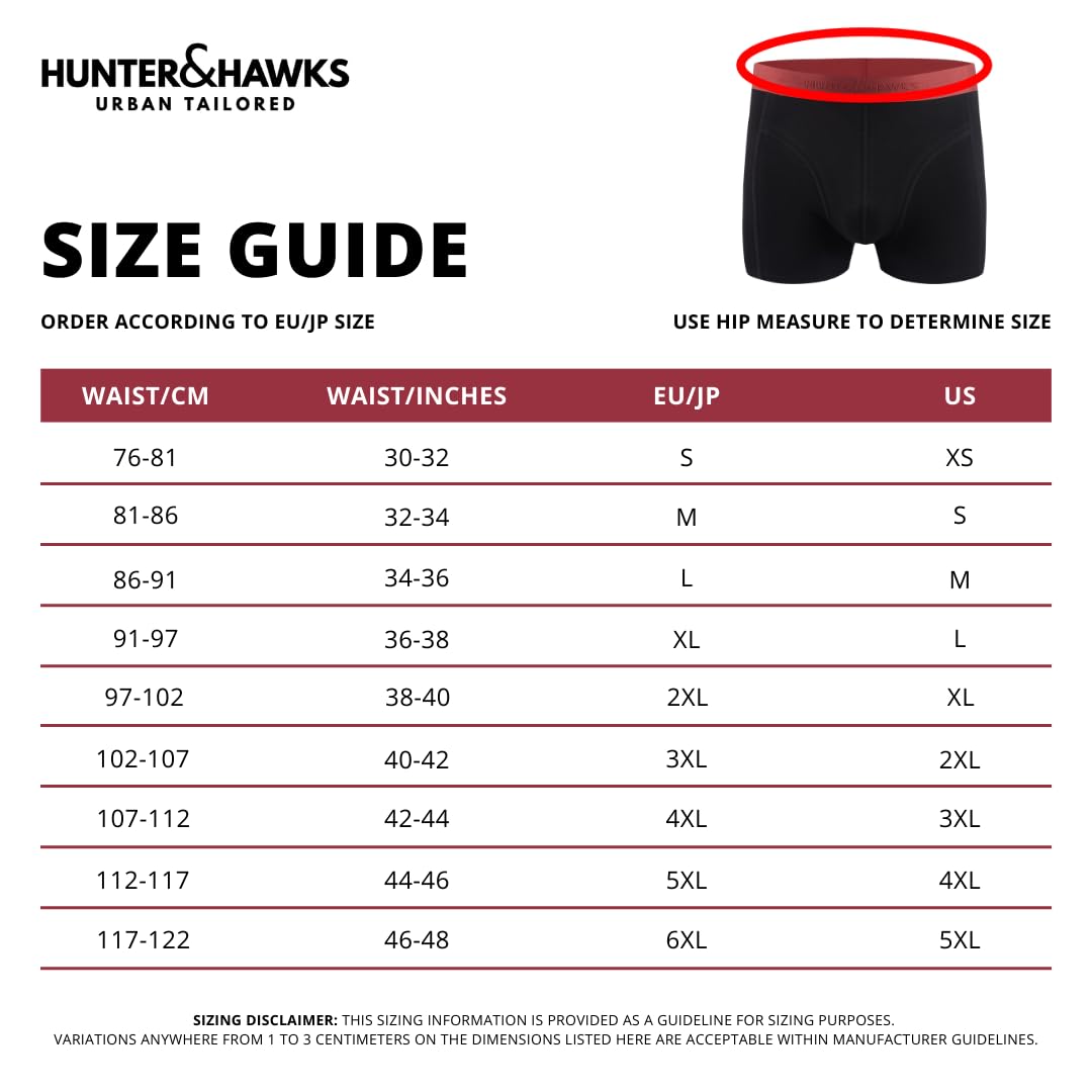 Hunter&Hawks - Paquete de 5 bóxers de Viscosa de bambú para Hombre, S-6XL, Suaves y Transpirables, para Hombre, de Secado Fresco, antirozaduras, Color Negro, con Ropa Interior elástica Multicolor