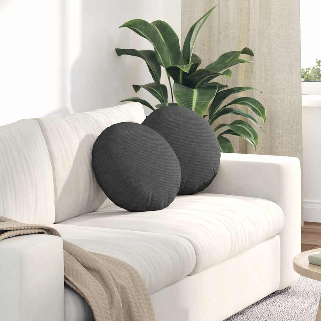 Cojín de asiento 2 piezas gris oscuro Ø 40 cm de pana acolchada con cremallera, suave y cómodo para silla, suelo, banco, comedor, salón, oficina, interior, ergonómico