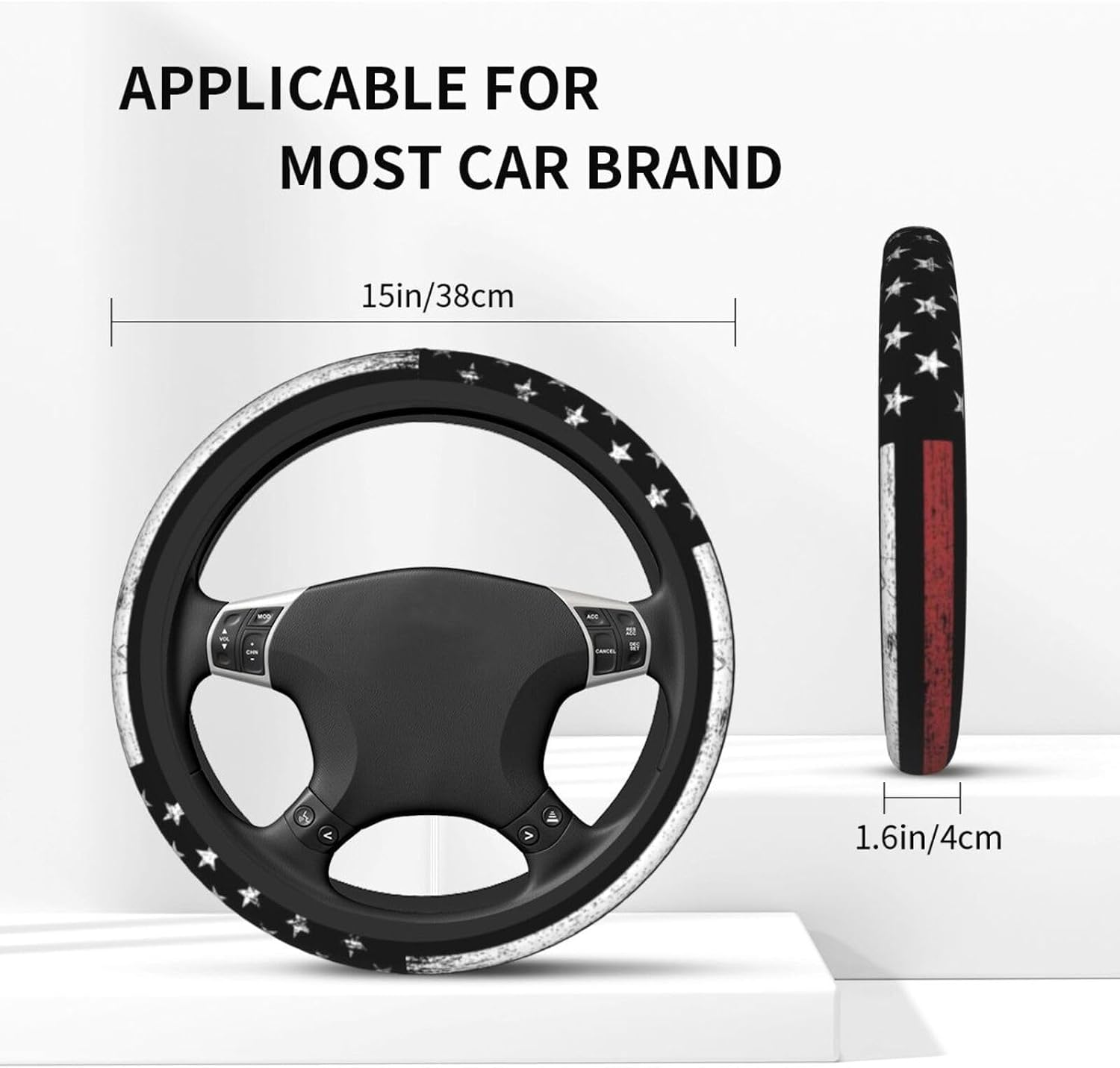Thin Red Line 3-Pc Car Set: Steering Wheel Cover & 2 Car Coasters image 2
