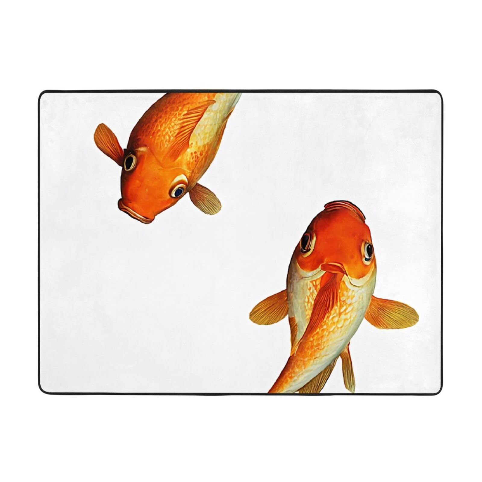 Tapis de salon poisson rouge moderne pour chambre et bureau enfant 160x122 cm