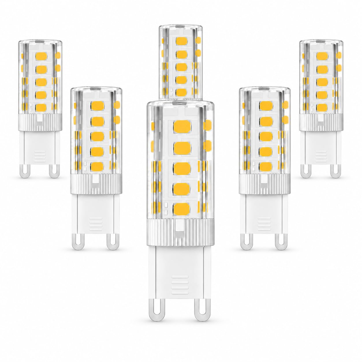 Terilamy G9 LED Bulbs 3W Warm White 3000K 430LM, Equivalent 30W Halogen, No Flicker, Non-Dimmable, Energy Saving Light for Home, Bedroom, Living Room, 6 Pack