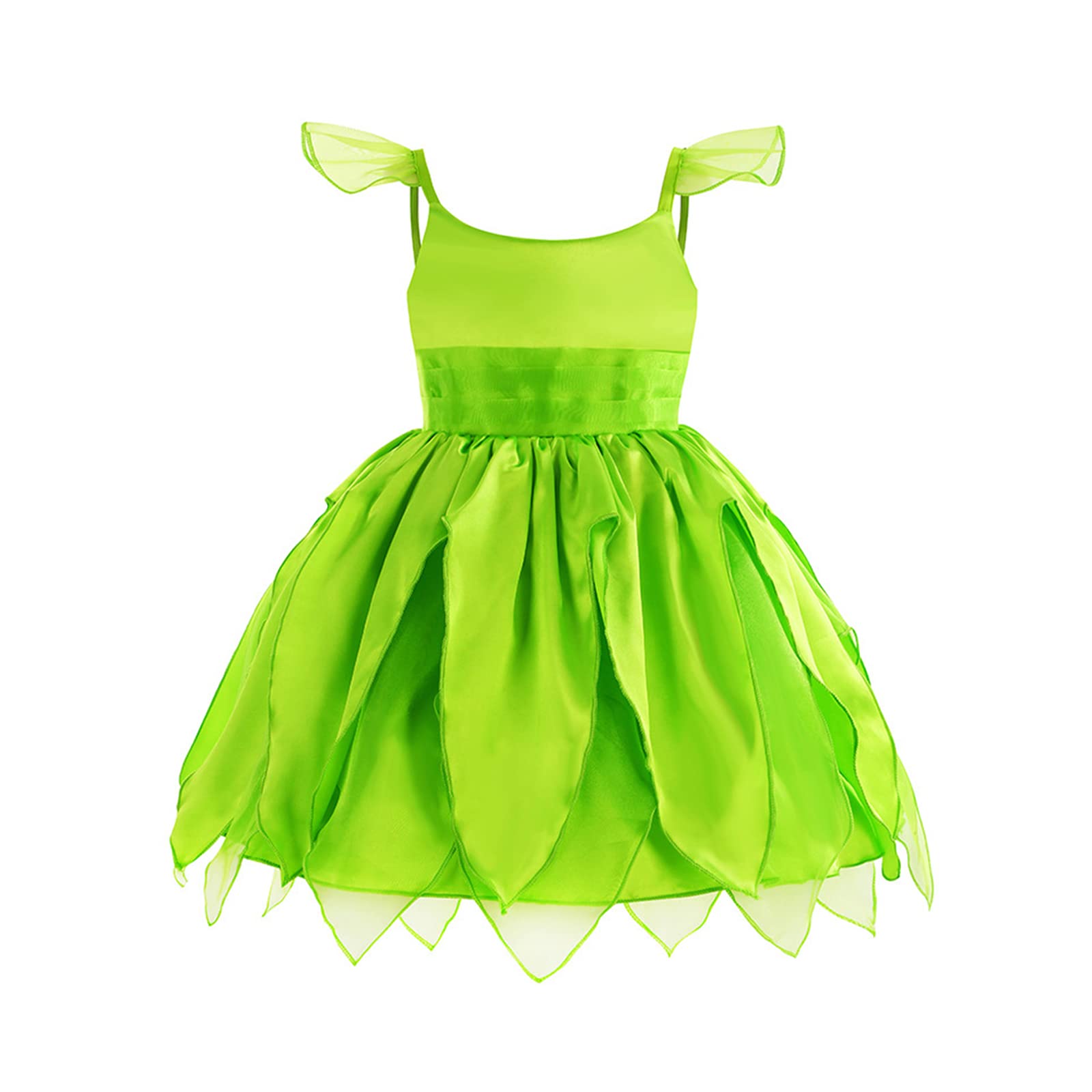 Nsywmzy Halloween Fairy Costume Dress For Girls Princess Tutu Dresses Skirt Butterfly Wing Wand Hair Hoop Birthday Party Gift (Green Dress B, 8-10 Years)
