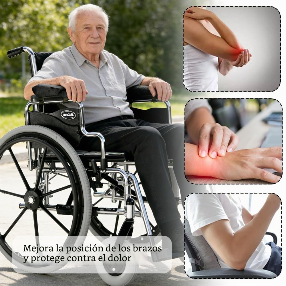 EDWERD Almohadilla para reposabrazos de silla de ruedas para ancianos - Bandeja de almohada de codo para scooter de movilidad, cojín suave de espuma viscoelástica, accesorios estabilizadores de brazos