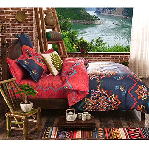 JQWUPUP King Duvet Cover Set, 3Pcs Vintage Ethnic Style Duvet Cover King Bed - Image 2