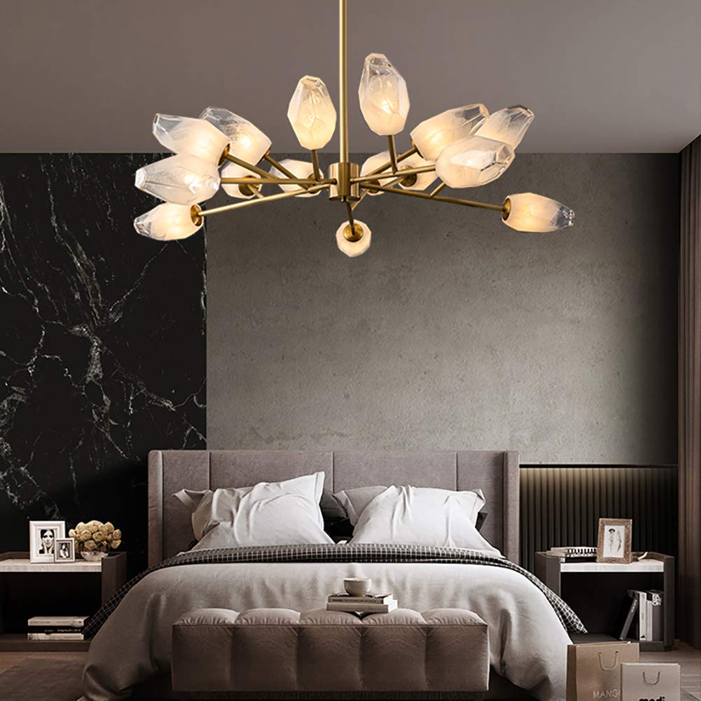 Postmodernista Molécula Frijol Mágico Candelabro,Casa Salón Comedor Lámpara De Dormitorio Villa,G9 Nórdico Lujo Ligero Lujo Candelabro-Dorado. 15 cabezas