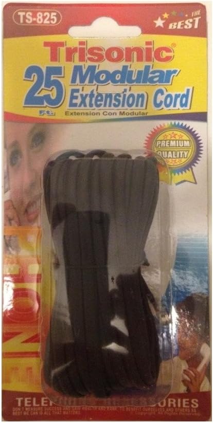 Trisonic25 feet Telephone Phone Extension Cord Cable Line Wire, Black