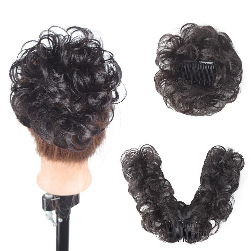 Chignon finto Chignon sintetico spettinato, versatile, regolabile, con clip laterale, for donne Donne(27H613)