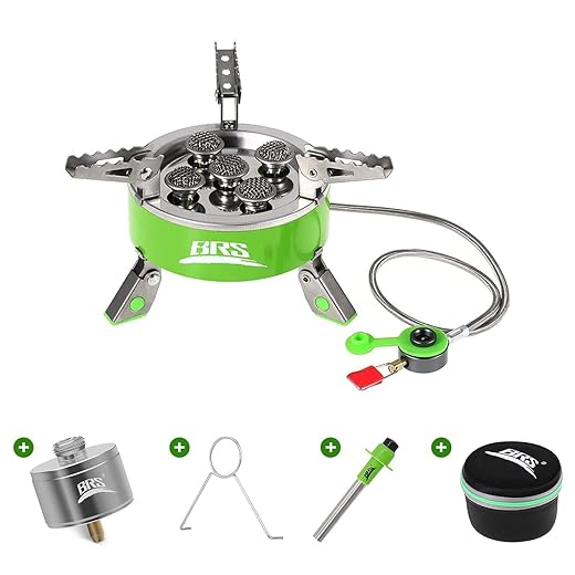 BRS 7000W Camping Stove, Portable Backpacking Propane Butane Powerful Outdoor 5 Burners Windproof Gas Stove for Outdoor Hiking Picnic Kitchen Emergency Stove (7000W)