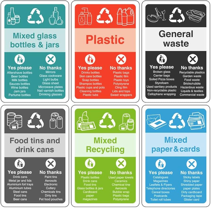Amazon.com: Safety First Display LTD Recycling signs complete pack of 6 essential for recycling bins- 1.2mm Rigid plastic for indoor/outdoor usage (150mm x 100mm) Viewing Distance within 3m., Red : Industrial & amazon-com-safety-first-display-ltd-recycling-signs-complete-pack-of-6-essential-for-recycling-bins-1-2mm-rigid-plastic-for-indoor-outdoor-usage-150mm-x-100mm-viewing-distance-within-3m-red-industrial
