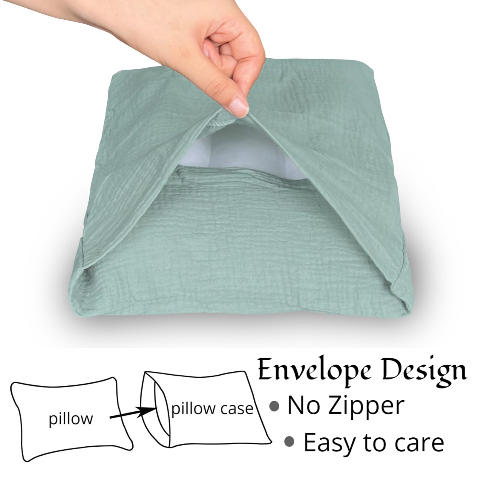 Winmany Fundas de almohada de muselina de algodón para bebés, niñas y niños, fundas de almohada de viaje con diseño de sobres, accesorios para cuna, se adapta a almohadas de 33 x 45 cm, 35,5 x 48,3 cm