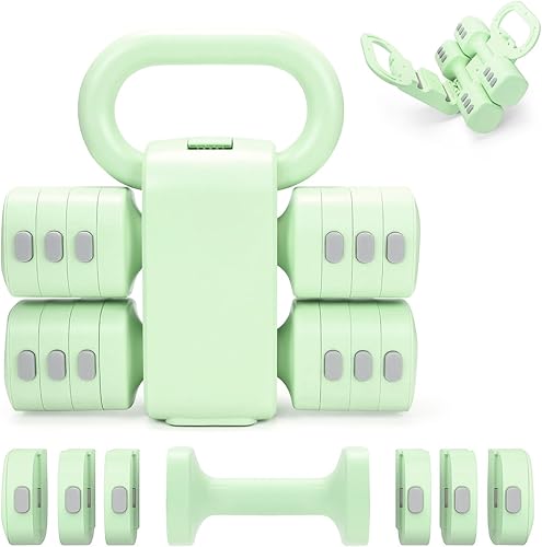 Juego de mancuernas y pesas rusas convertibles 2 en 1 ajustables 4 en 1, juego de 2 mancuernas de peso libre, cada una de 2.2, 3.3, 4.4, 5.5 libras,