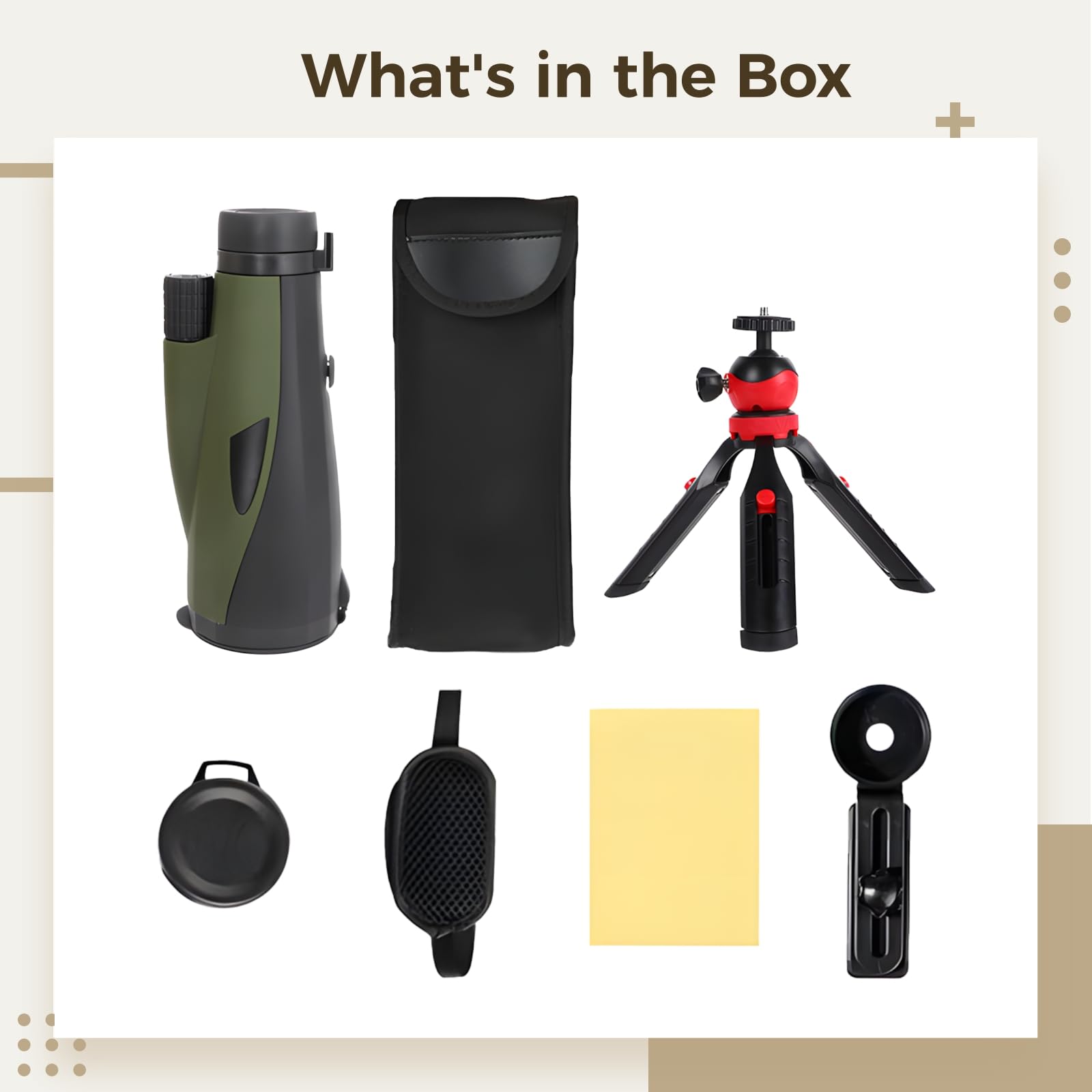 Monocular para adultos, 12 x 60 de alta potencia, apertura grande de 60 mm, revestimiento ED impermeable, multicapa FMC, visión clara para observación de aves, clip de fotografía, soporte de trípode