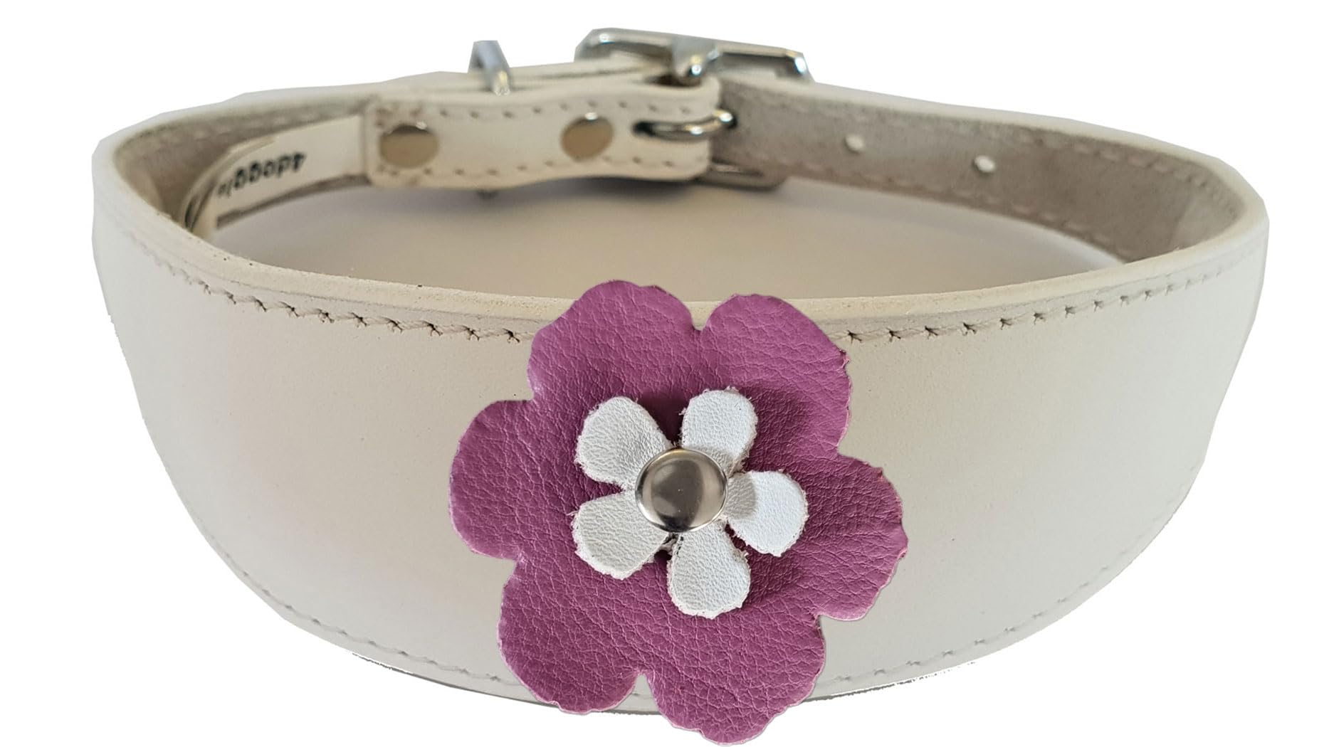 Flower Design Sighthound Leather Collar with Padded Backing for Whippet and Greyhound 2-7