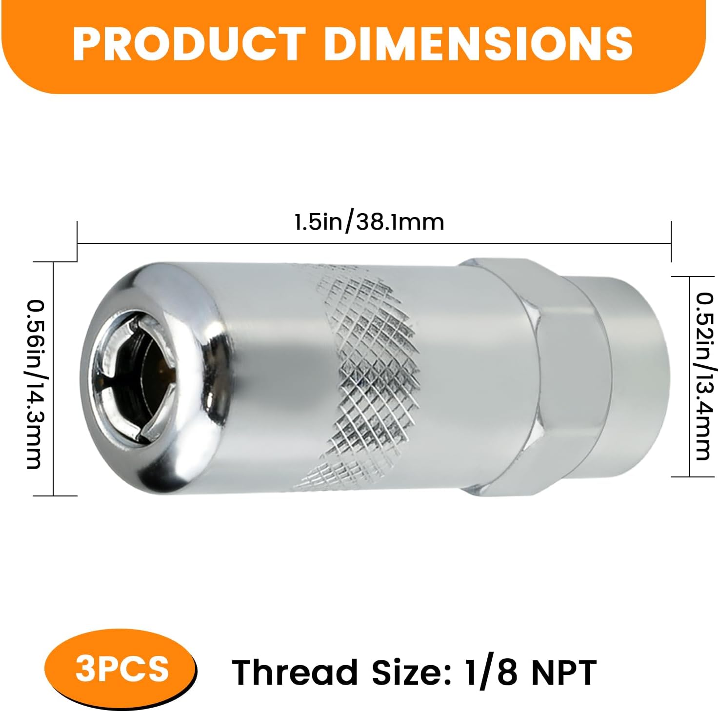 Aifeier ET 3PCS 49-16-2649 Grease Gun Tips | Heavy-Duty 1/8NPT Nozzle Fitting Accessories | Replacement Coupler for M18 & M12 Cordless Grease Guns | Fits 2448-20, 2449-20, 2450-20 Models