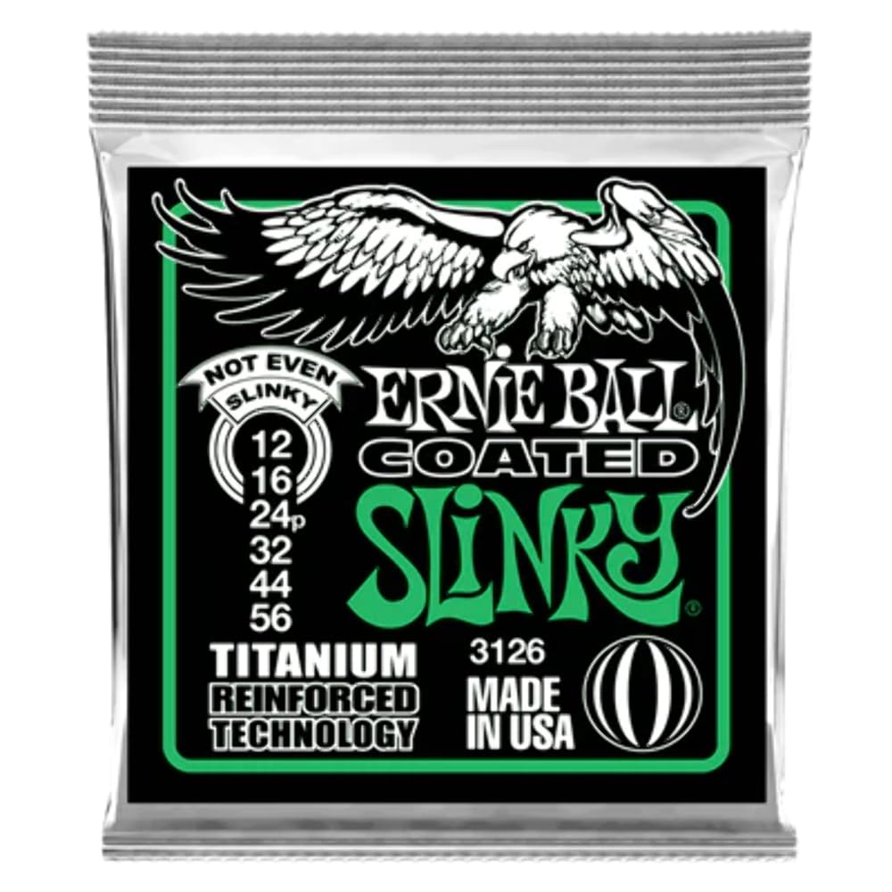 Ernie BallNot Even Slinky Coated Titanium Electric Guitar Strings, 12-56 Gauge (P03126)