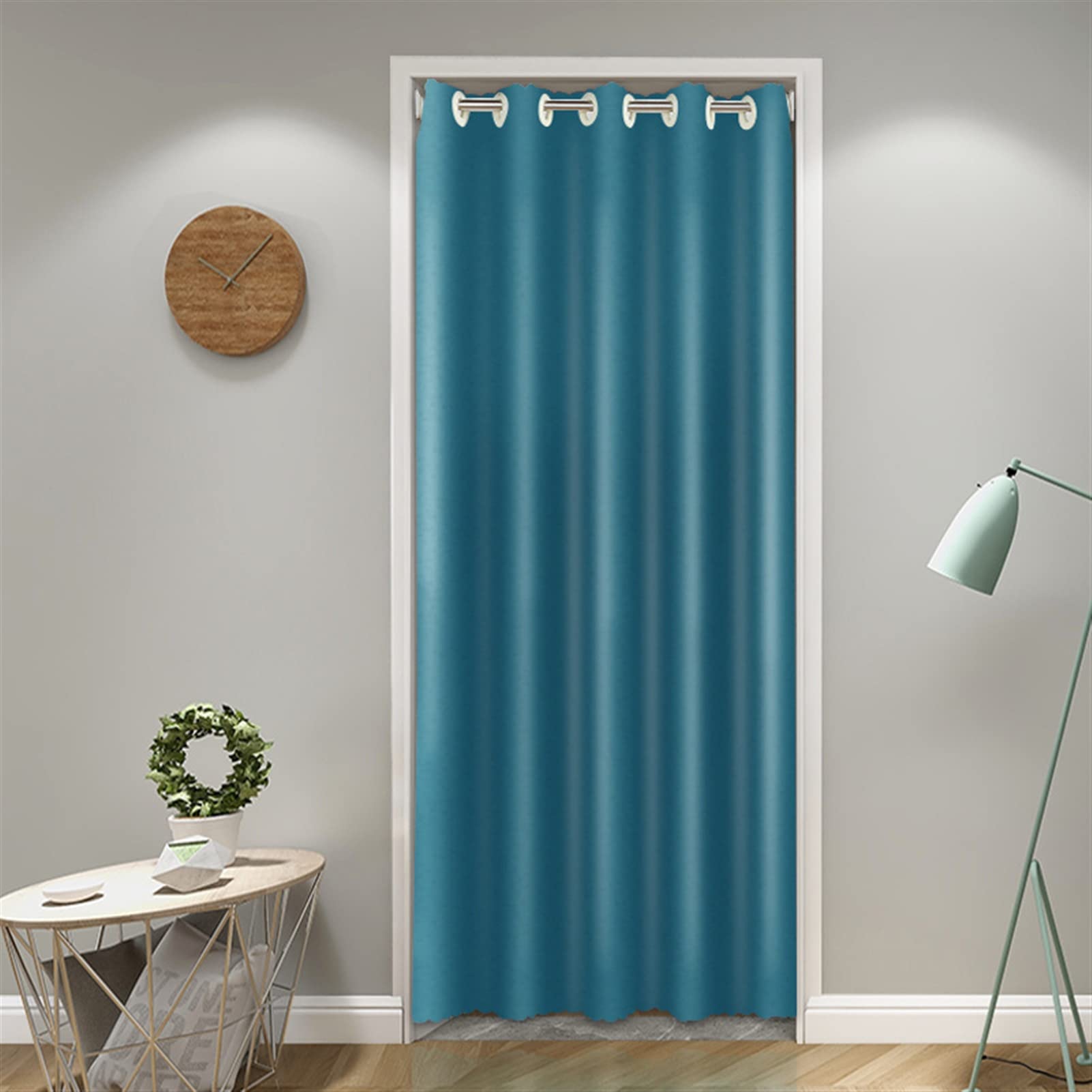 SK Studio Rideaux Occultants Isolation Thermique Rideaux à œillets Phonique Anti Bruit Rideau de Porte Interieur, Fixation sans perçage pour Porte, Chambre d'enfant Bleu, 150x200cm