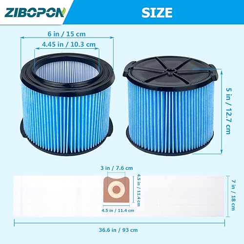 Miniatura 3 de Paquete de 12 bolsas de polvo VF3501 con 2 filtros de repuesto VF3500 compatibles con aspiradora Ridgid de 3 a 4.5 galones en húmedo y seco