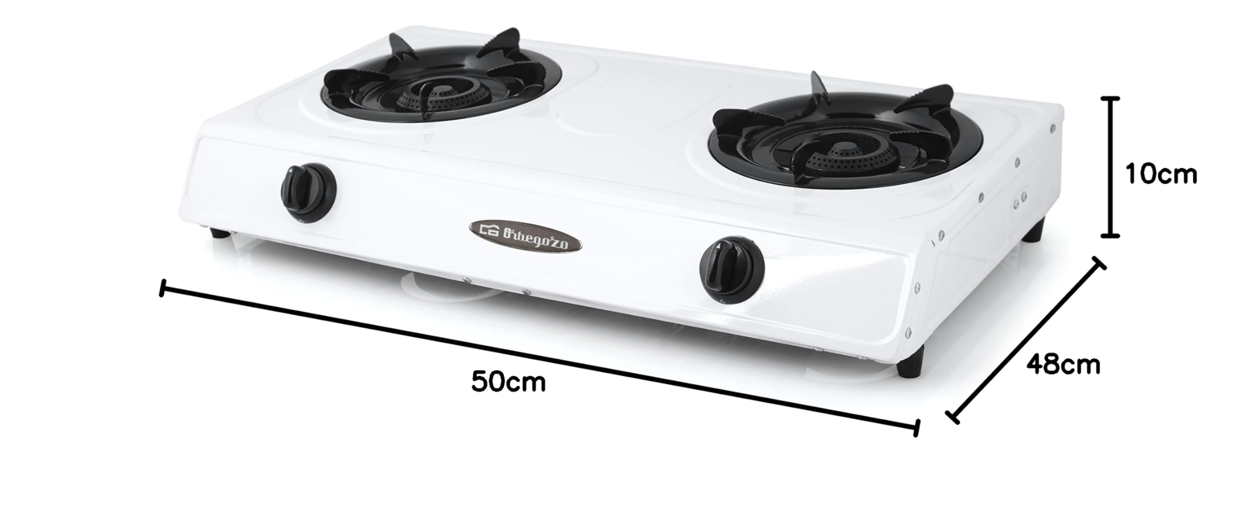 Orbegozo FO 2600 - Hornillo a gas, gas butano o propano, encendido piezoeléctrico, dos quemadores de triple corona, uso exterior, pies antideslizantes