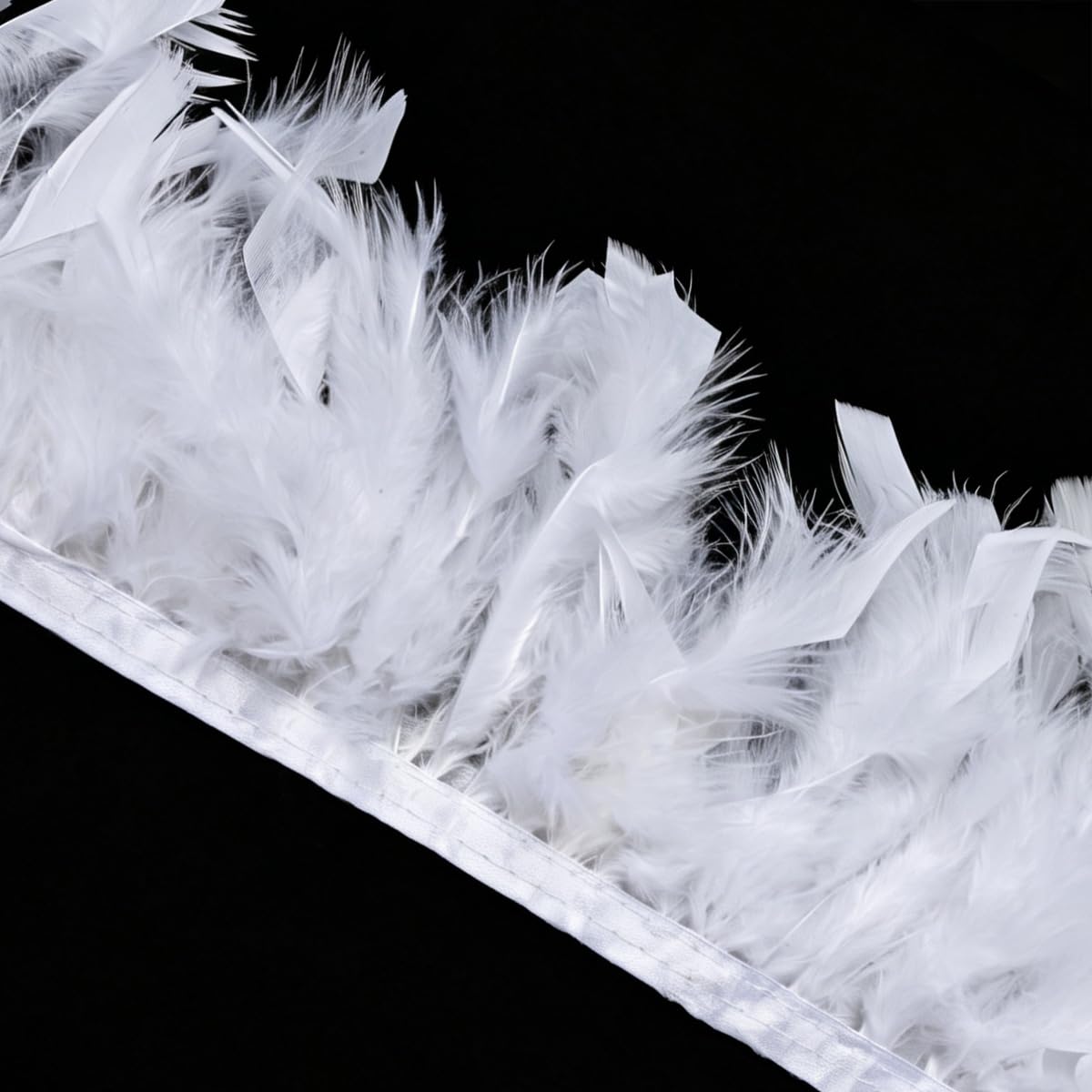 Frangia di Piume di Tacchino 2 Metri, Bordura Soffice 10-15 cm, per Cucito, Artigianato, Costumi Carnevale, Decorazioni Matrimoniali, Abbigliamento e Fai da Te (Bianco)